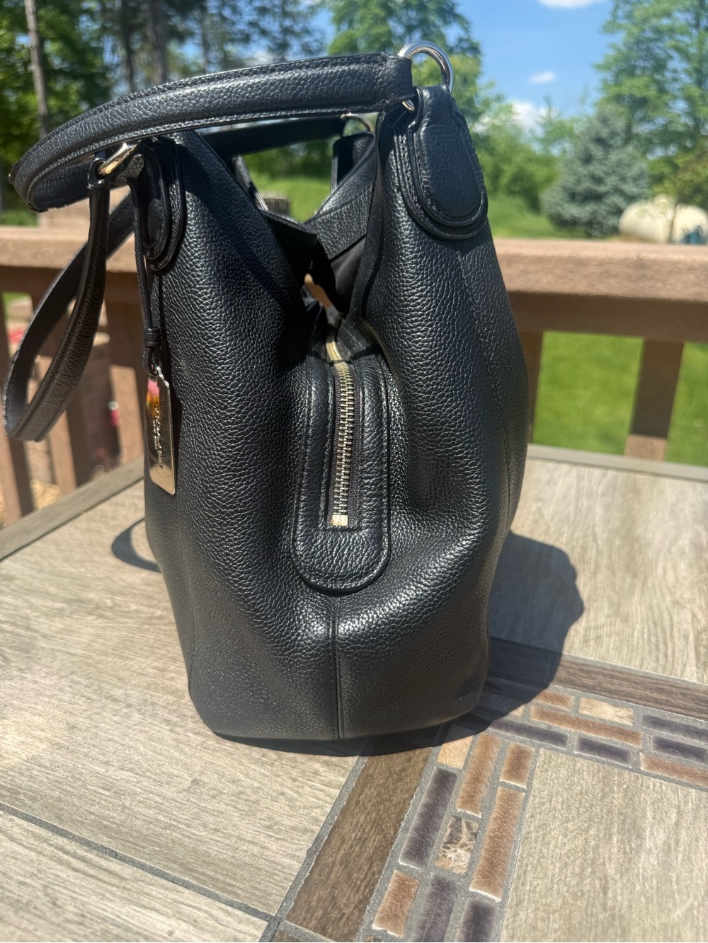 GUC COACH Edie 31 Black Pebbled Leather Shoulder Bag w/ COA - Picture 7 of 16